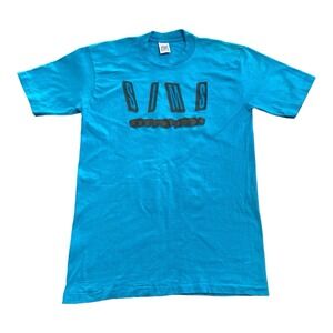 Vintage Men's 80's SIMS Snowboards Blue T-shirt Size L Made In USA Single Stitch